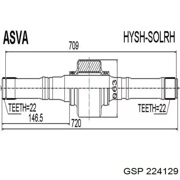 Піввісь передня, права GSP 224129 ціна, від 98.62 USD