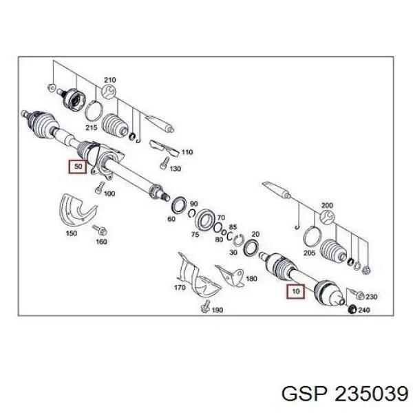 Піввісь передня, права GSP 235039 ціна, від 119.89 USD