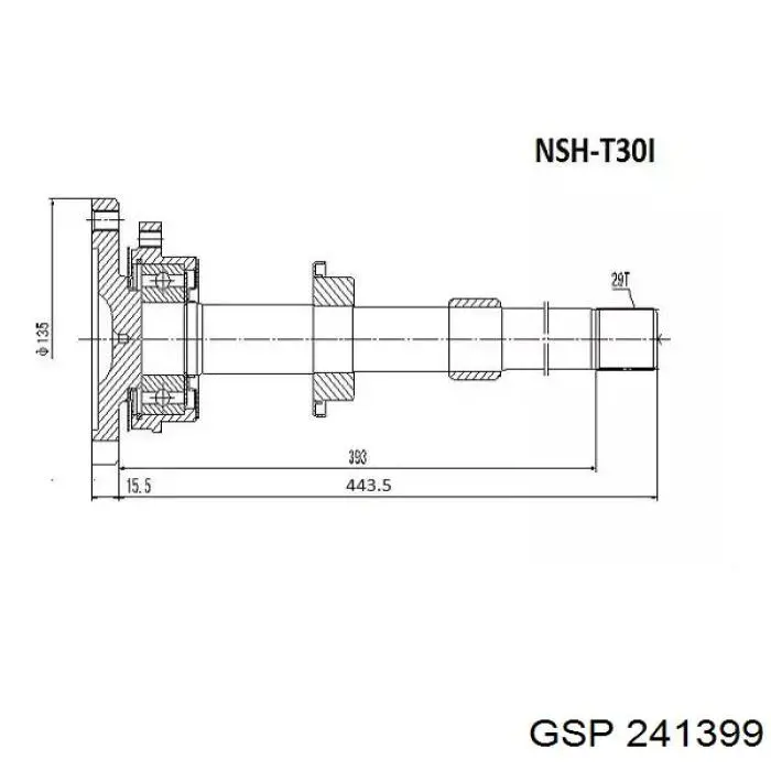 Піввісь (привід) передня, права 241399 GSP