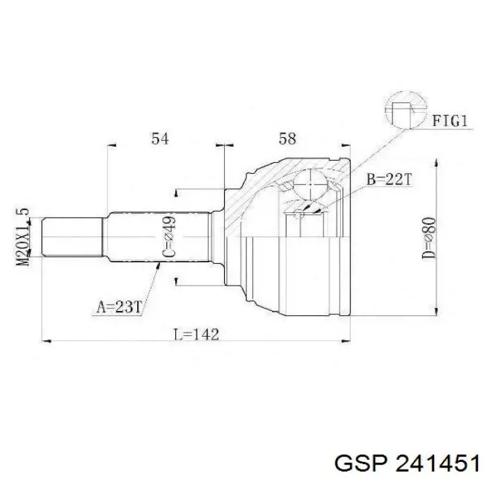 Привід передній лівий GSP 241451 ціна, від 83.62 USD