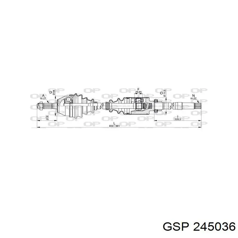 Піввісь права 327352 Peugeot/Citroen