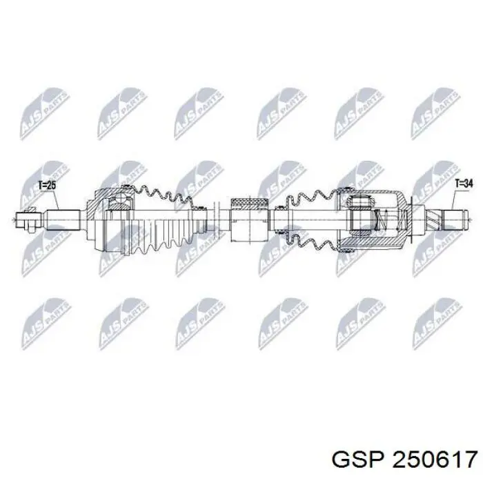 Піввісь (привід) передня, ліва 250617 GSP