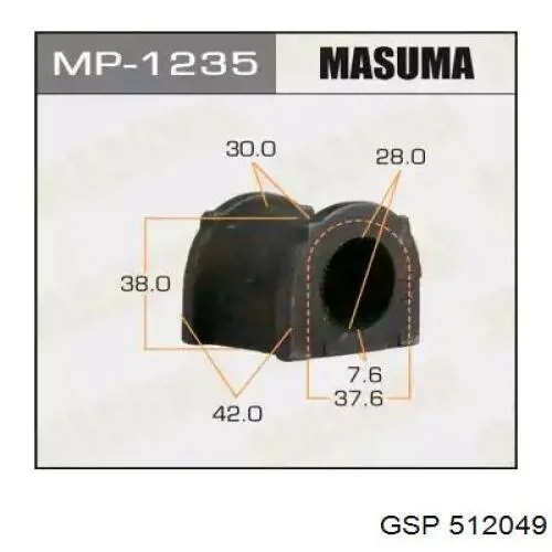 MP1235 Masuma Втулка стабілізатора переднього