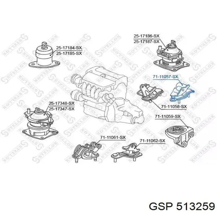 Подушка (опора) двигуна, ліва задня GSP 531495S ціна, від 12.57 USD