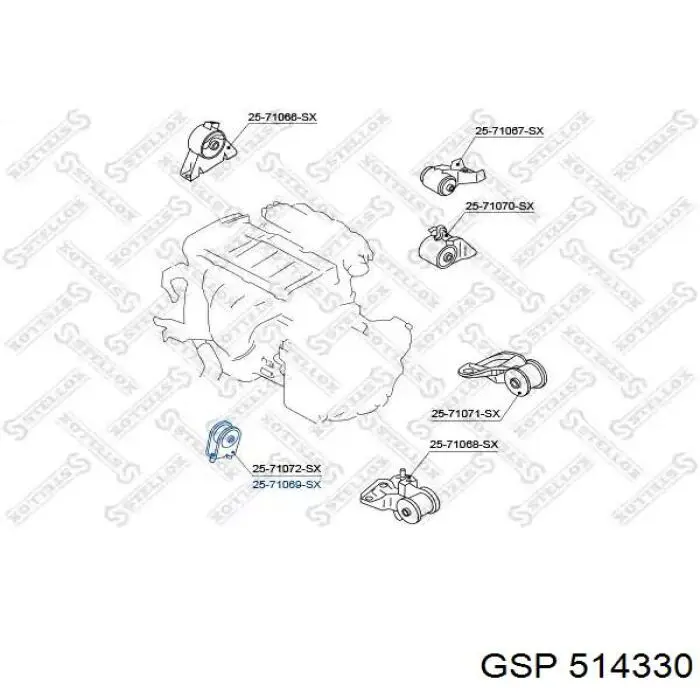 Подушка (опора) двигуна, передня GSP 514330 ціна, від 16.55 USD