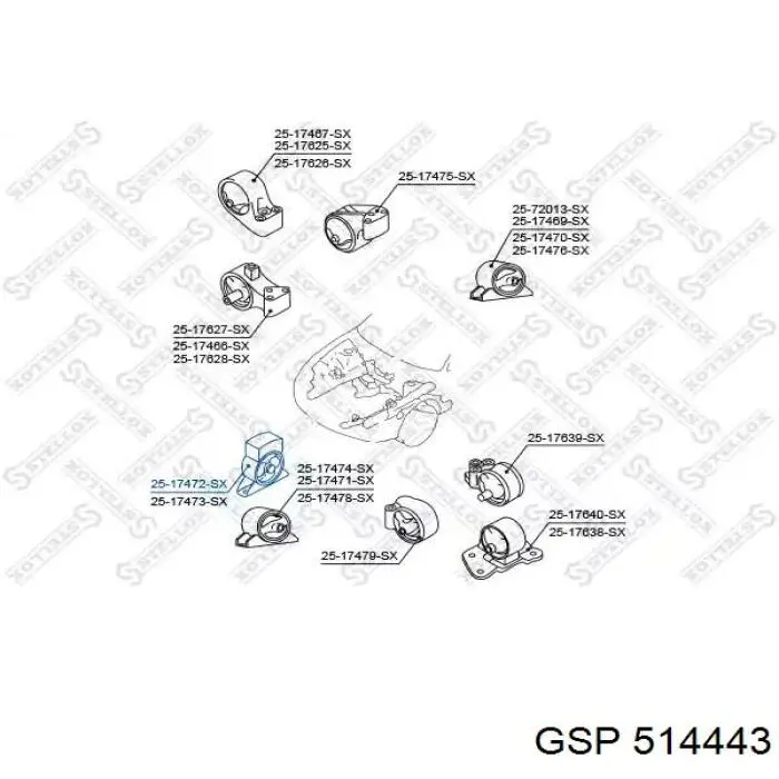 514443 GSP подушка (опора двигуна, передня)