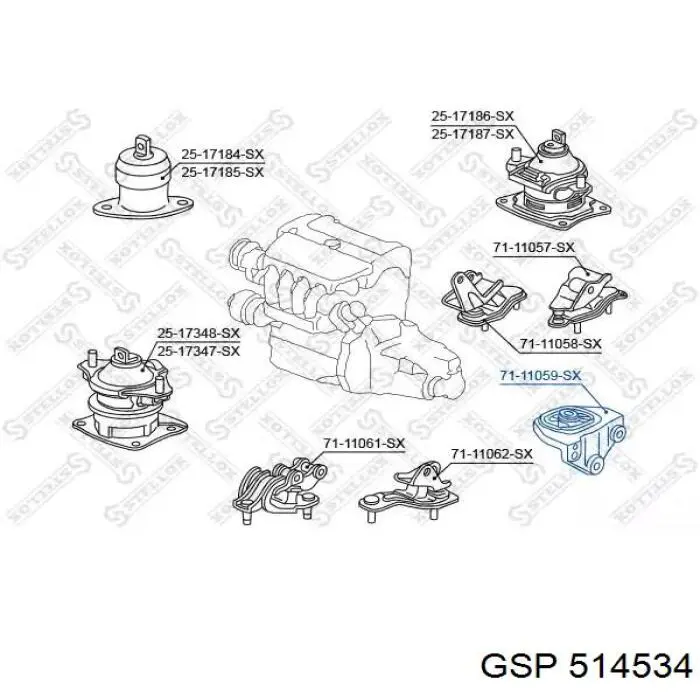 514534 GSP подушка (опора двигуна, ліва)