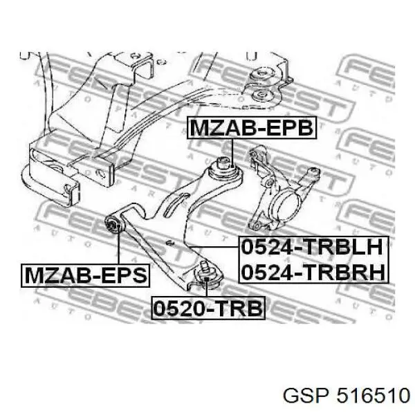 Сайлентблок нижнього важеля передньої підвіски GSP 516510 ціна, від 12.20 USD