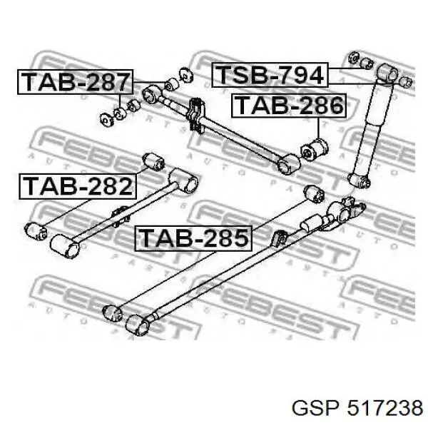 Сайлентблок заднього поздовжнього важеля GSP 517238 ціна, від 4.27 USD