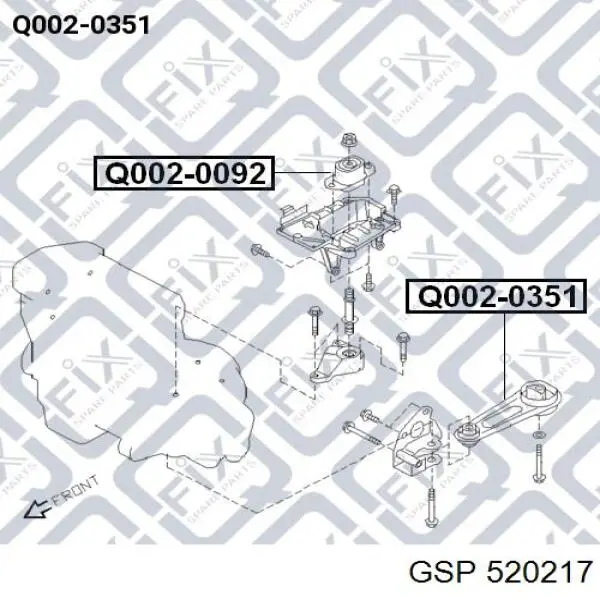 Подушка (опора) двигуна, ліва нижня 520217 GSP