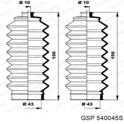Купити 540045S GSP Пильник рульового механізму/рейки, лівий