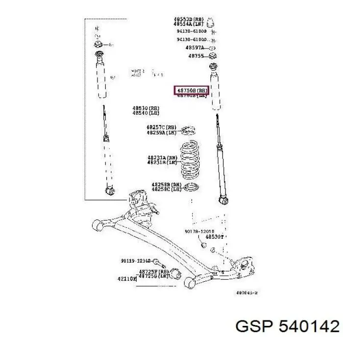 540142 GSP Буфер амортизатора заднього
