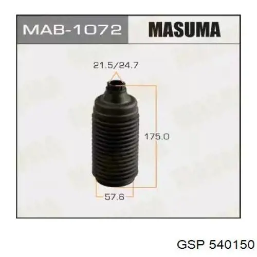 MAB1071 Masuma пильник амортизатора переднього