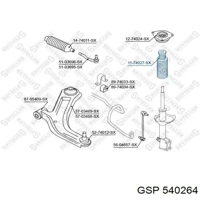 540264 GSP буфер-відбійник амортизатора переднього + пильовик