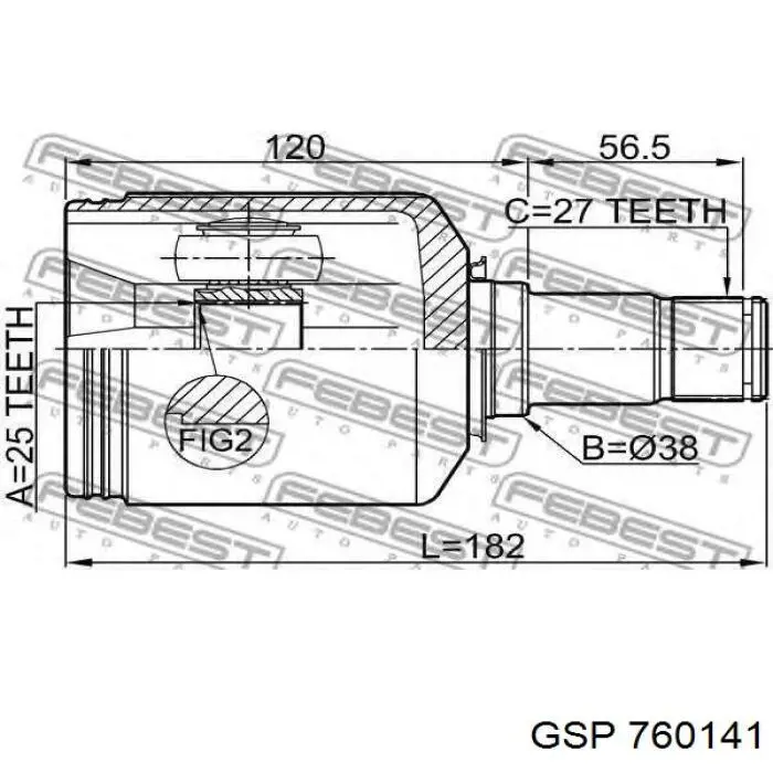 760141 GSP Пильник гранати внутрішній, лівий