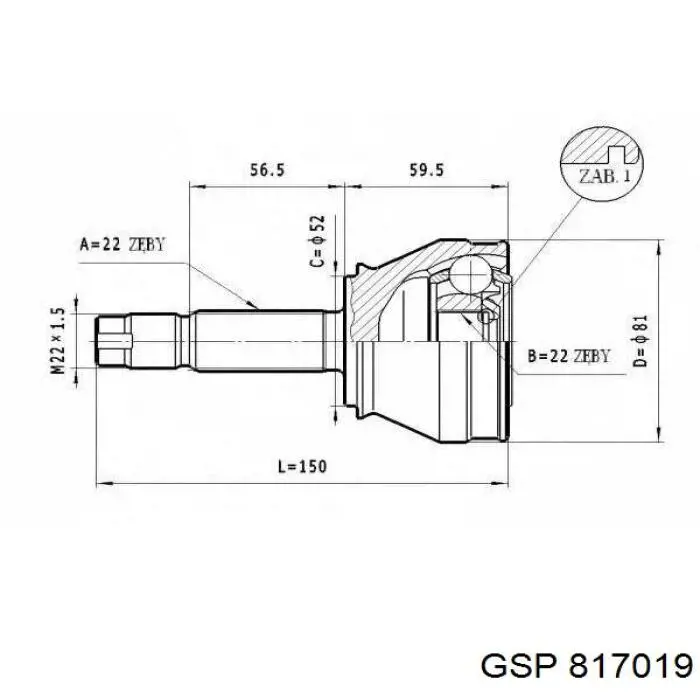 Купити 817019 GSP Шарнір приводу зовнішній