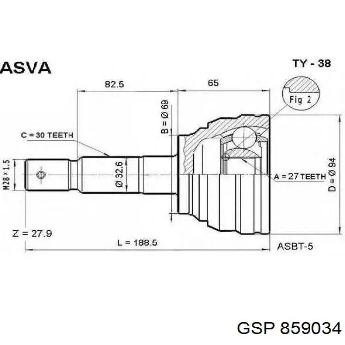 Купити 859034 GSP Шарнір приводу зовнішній
