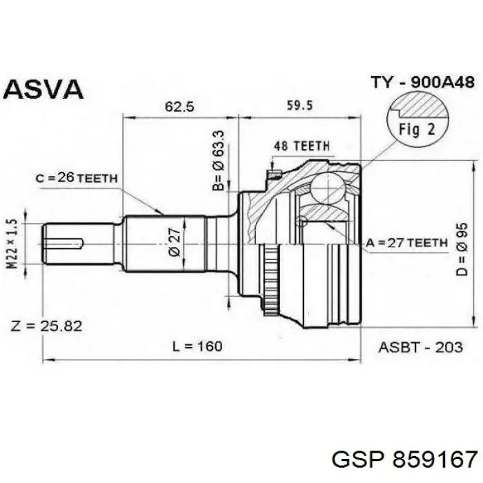 ШРУС зовнішній GSP 859167