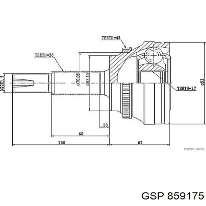 ШРУС зовнішній передній 859175 GSP