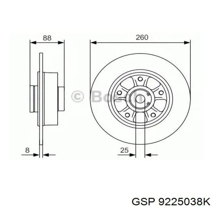 Купити 9225038K GSP Диск заднього гальма
