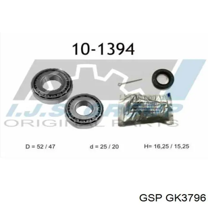 Підшипник маточини задньої GSP GK3796 ціна, від 8.60 USD