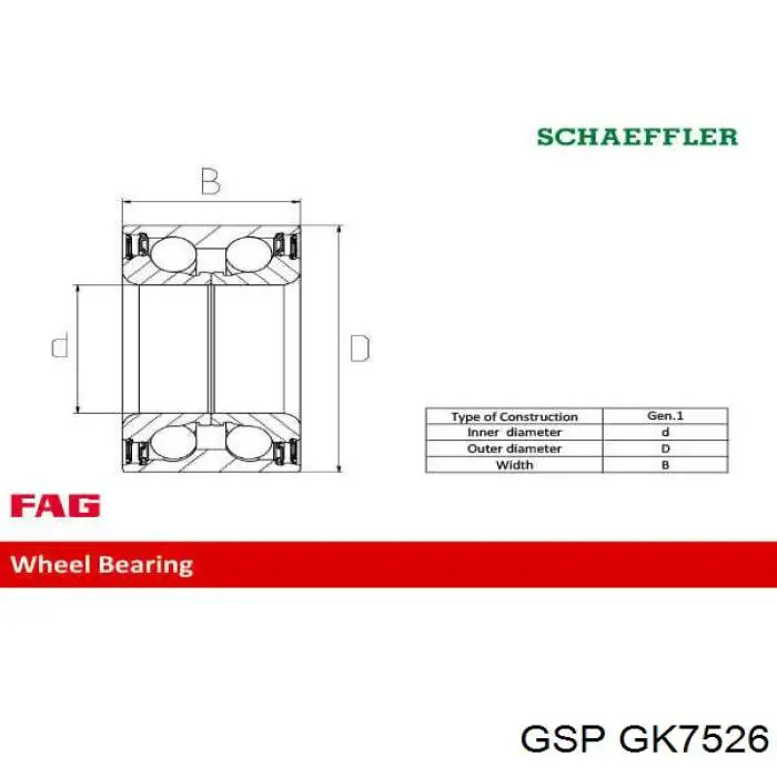 Підшипник маточини передньої GK7526 GSP