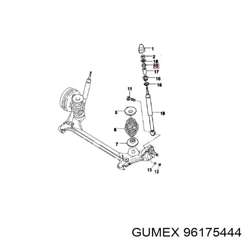 96175444 Gumex Втулка амортизатора заднего (Верхняя)