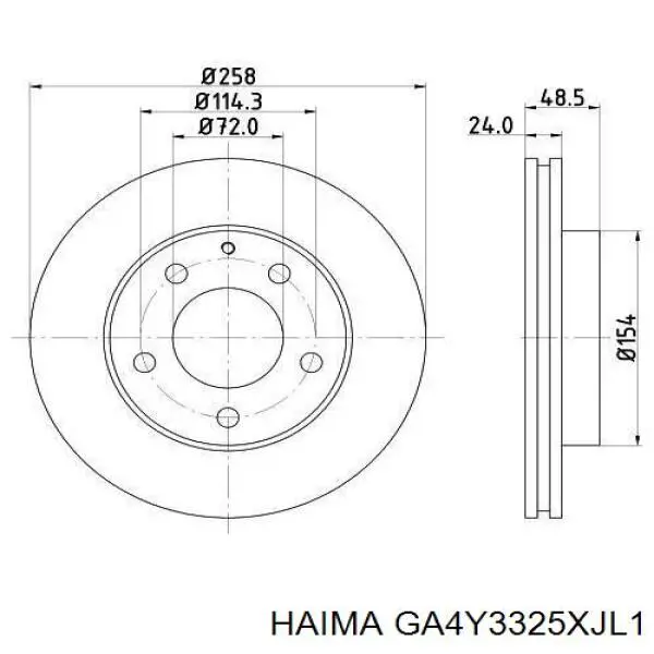 Диск гальмівний передній GA4Y3325XJL1 Haima