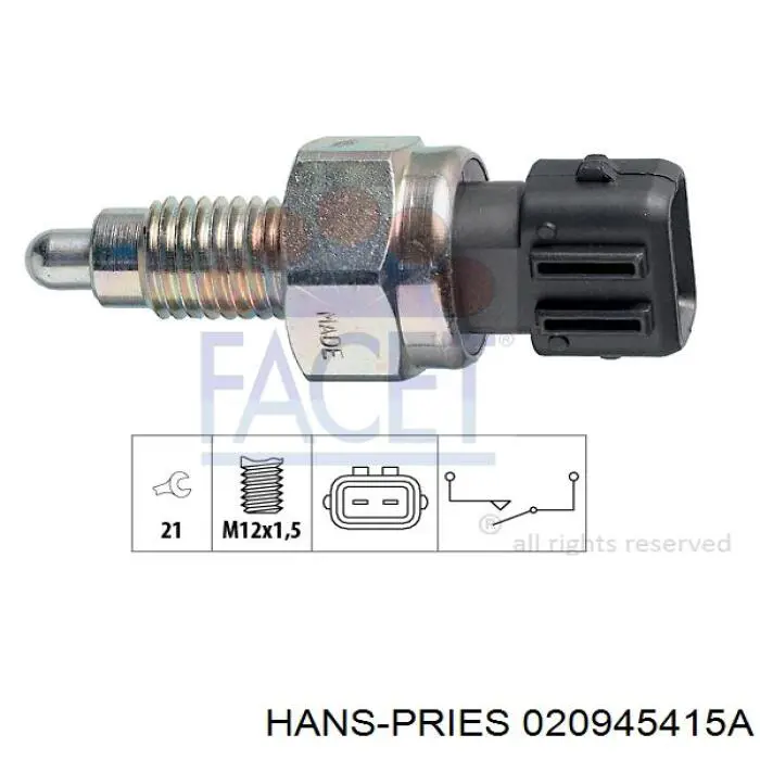 Датчик ліхтарів заднього ходу Hans Pries (Topran) 020945415A ціна, від 3.74 USD