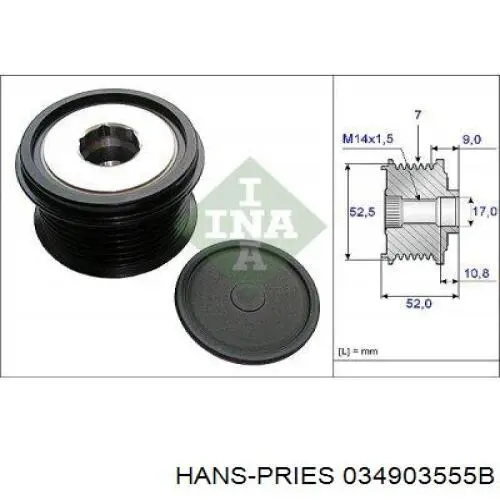 Купити 034903555B Hans Pries (Topran) Болт/гайка кріплення