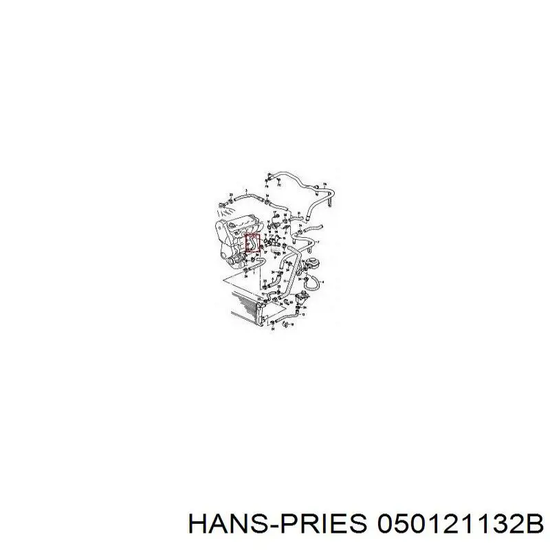Фланець системи охолодження (трійник) Hans Pries (Topran) 050121132B ціна, від 2.98 USD