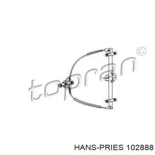 Механізм склопідіймача двері передньої, правої 102888 Hans Pries (Topran)