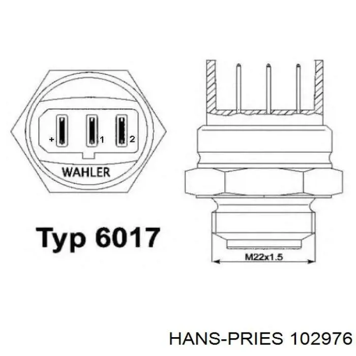 Датчик включення вентилятора 102976 Hans Pries (Topran)