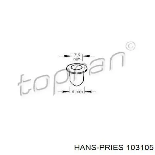 Пістон (кліп) кріплення накладок порогів 103105 Hans Pries (Topran)