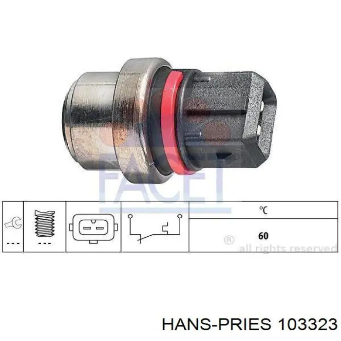 Датчик температури охолоджуючої рідини 103323 Hans Pries (Topran)