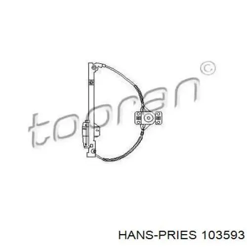 Механізм склопідіймача двері задньої, лівої 103593 Hans Pries (Topran)