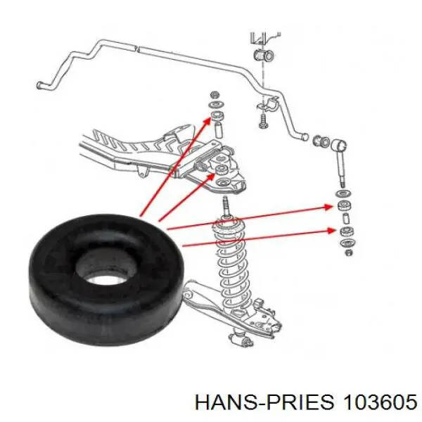 Втулка штоку переднього амортизатора 103605 Hans Pries (Topran)