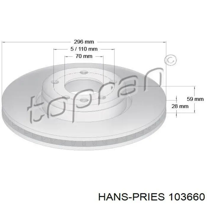 Купити 103660 Hans Pries (Topran) Пильник шарніра кутових швидкостей внутрішній передній