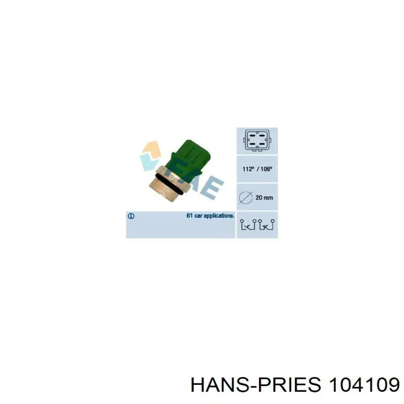 104109 Hans Pries (Topran) Покажчик температури охолоджуючої рідини