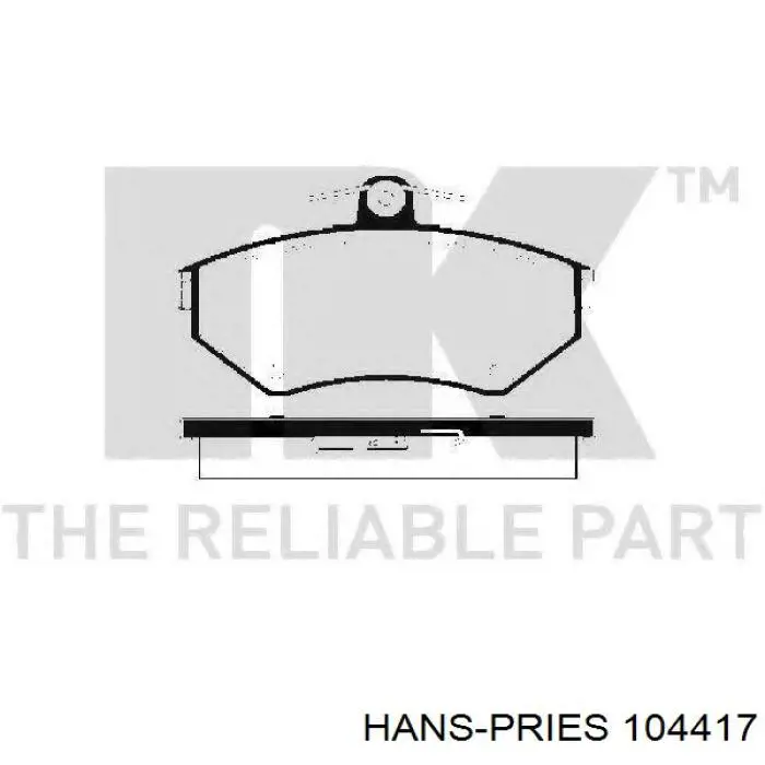 Колодки гальмівні передні, дискові 104417 Hans Pries (Topran)