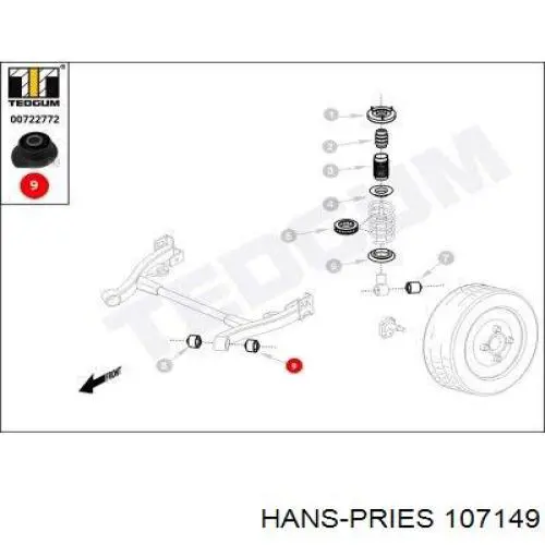 Сайлентблок задньої балки/підрамника Hans Pries (Topran) 107149 ціна, від 5.83 USD