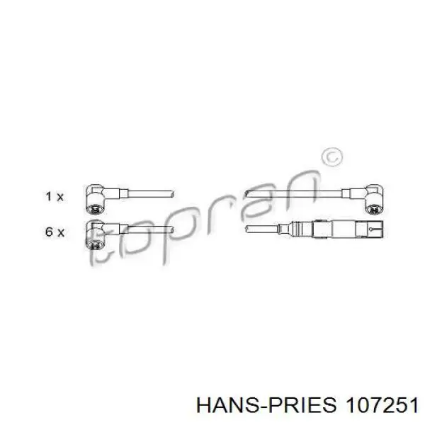 Дріт високовольтний, комплект 107251 Hans Pries (Topran)