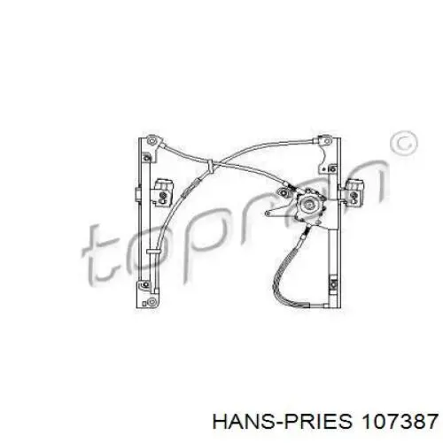 Механізм склопідіймача двері передньої, лівої 107387 Hans Pries (Topran)