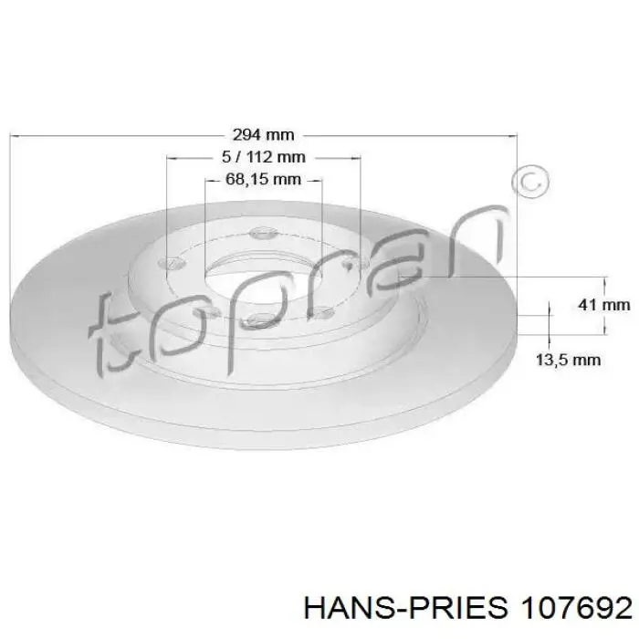 Задні дискові гальма Hans Pries (Topran) 107692 ціна, від 28.18 USD