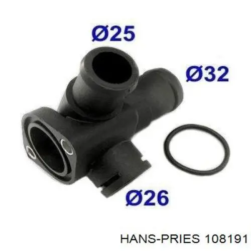 Фланець системи охолодження (трійник) Hans Pries (Topran) 108191 ціна, від 2.68 USD