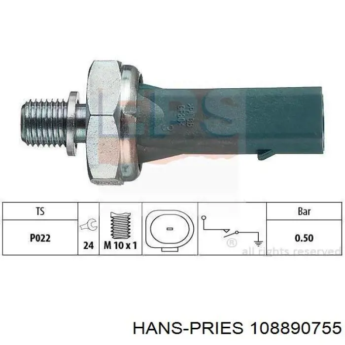 108890755 Hans Pries (Topran) Датчик показника тиску масла
