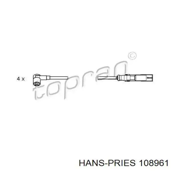Дроти запалювання Hans Pries (Topran) 108961585 ціна, від 33.13 USD