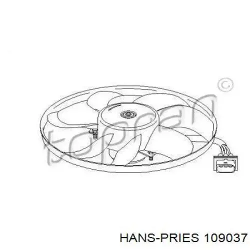 Електровентилятор охолодження в зборі (двигун + крильчатка) 109037 Hans Pries (Topran)