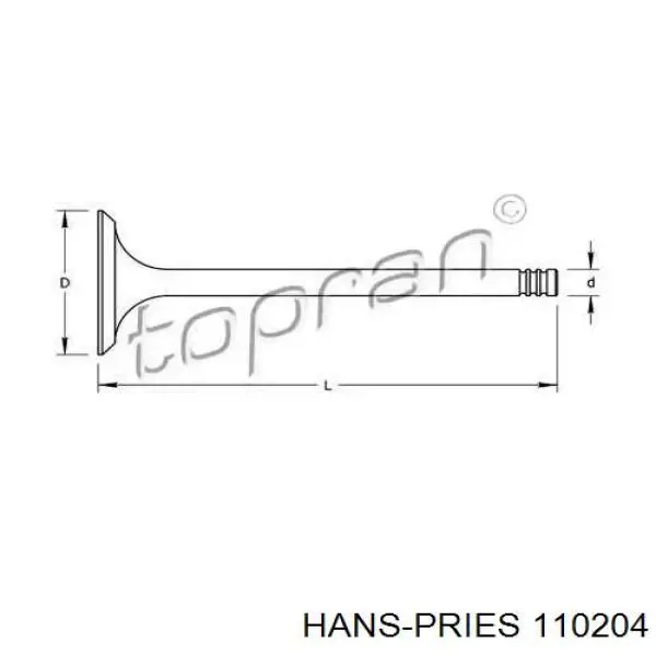 Купити 110204546 Hans Pries (Topran) Клапан впускний
