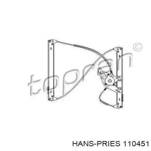 Механізм склопідіймача двері передньої, лівої 110451 Hans Pries (Topran)